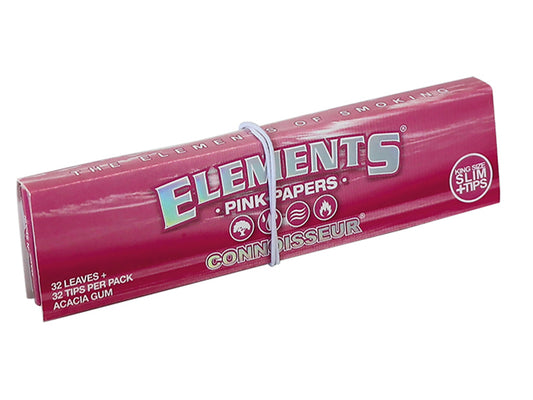Elements Paper "Connoisseur" Pink - King Size Slim + Tips; 24 Heftchen je 32 Blättchen + Tips