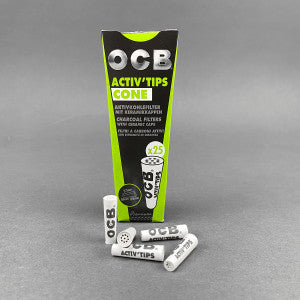 OCB Activ Tips Cone, konische Filter, 25 Aktivkohlefilter